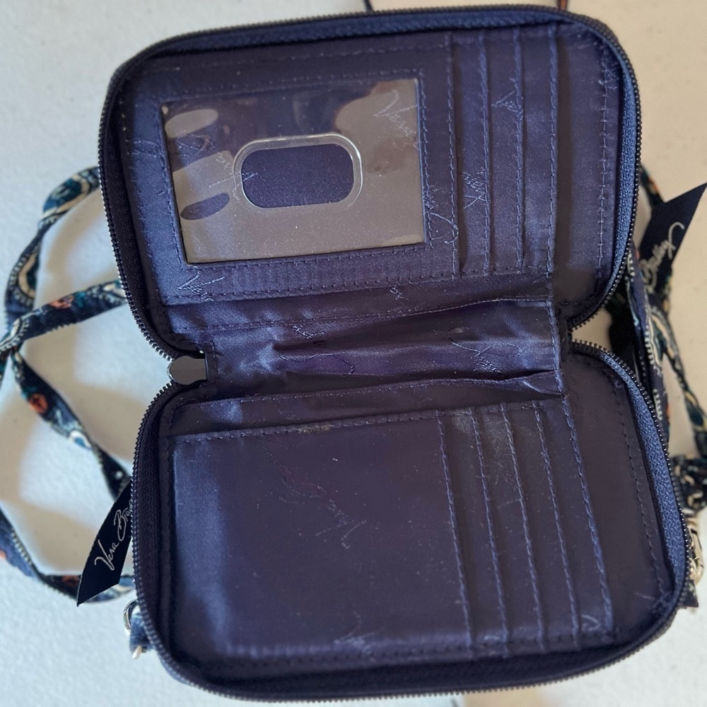Vera Bradley Mini Crossbody Purse Wallet Paisley Print Blue - Picture 7 of 7